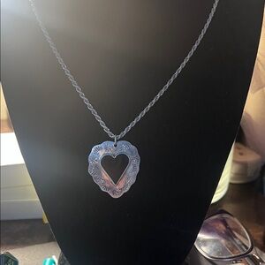 Sterling Silver Heart Cutout Pendant Necklace - Classic Women’s Jewelry